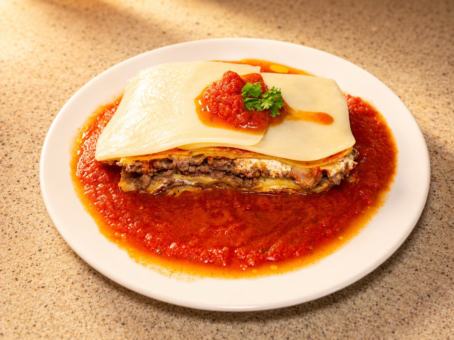 Meat lasagna with marinara
